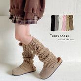 Korean Style Children's Leg Warmers Balletcore Harajuku Knitted Leg Cover Lolitas Long Stockings Plush Ball Leg Socks Girls - KawaSocks